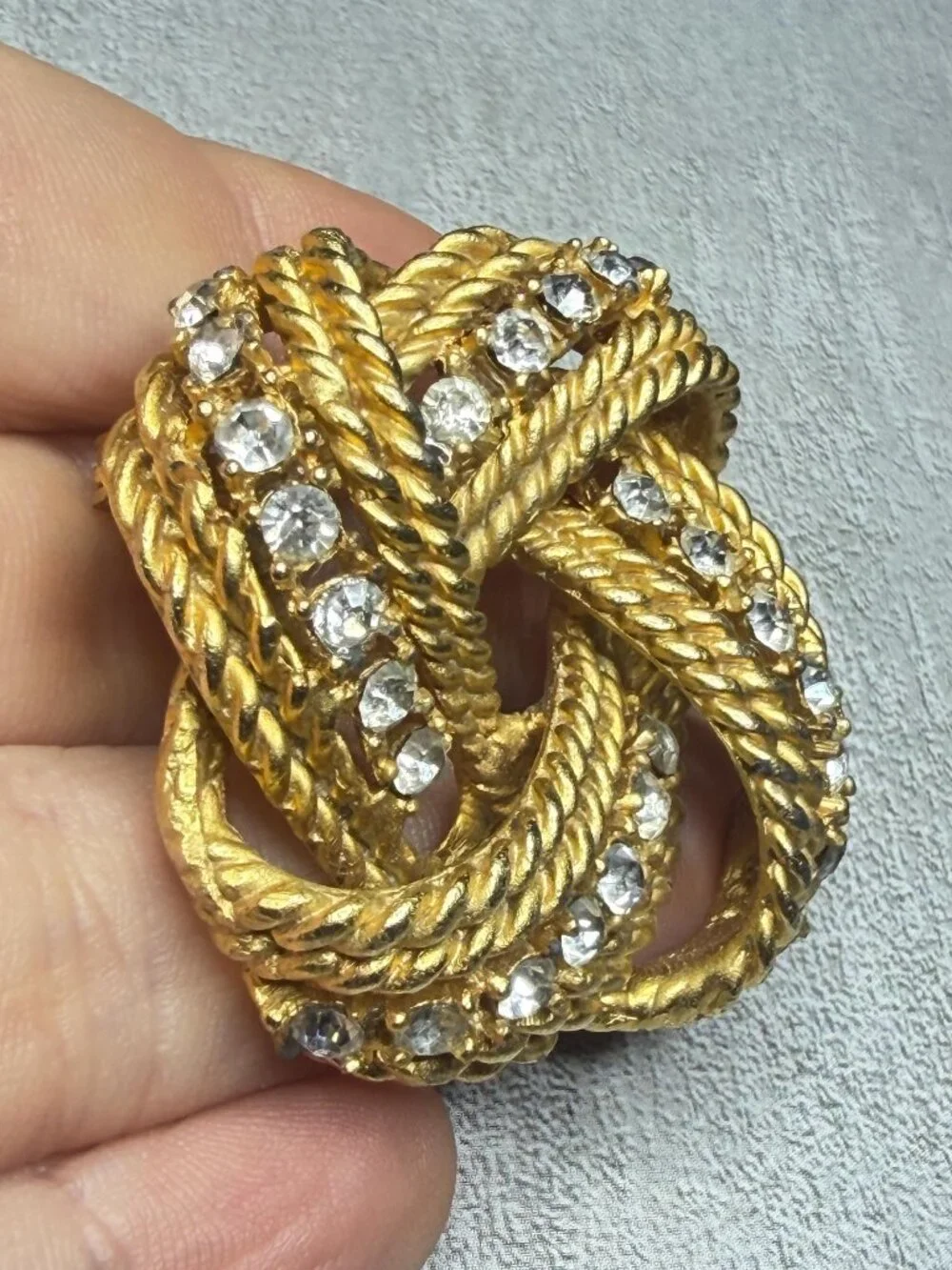 Marcel Boucher Vintage 6590 Love Knot Brooch Clear Rhinestones 1950s Pin